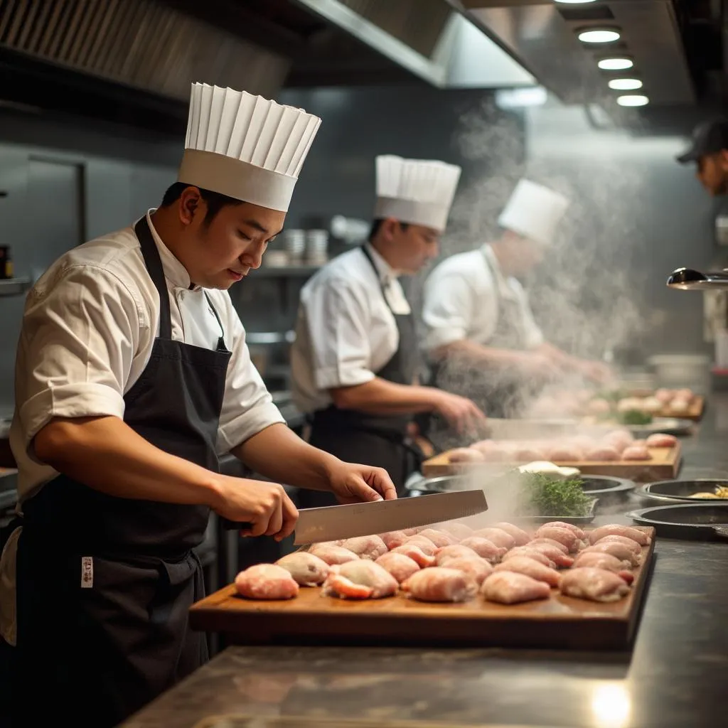 Cocina japonesa en plena actividad